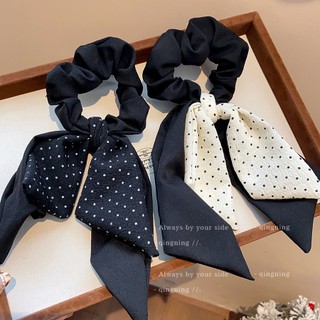 Scrunchie Chấm Bi Đen Trắng - Dây Buộc Tóc Thời Trang