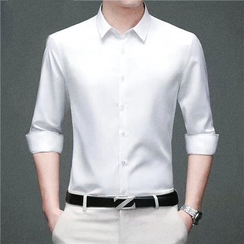 Áo sơ mi nam dài tay màu xám công sở thời trang Áo sơ mi công sở màu trắng thông thường