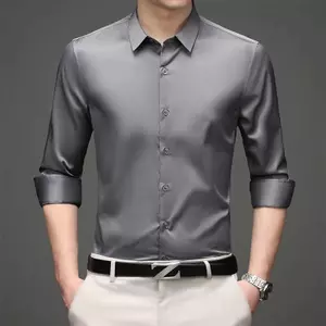 Áo sơ mi nam dài tay màu xám công sở thời trang Áo sơ mi công sở màu trắng thông thường