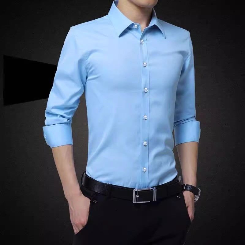 Áo sơ mi nam dài tay màu xám công sở thời trang Áo sơ mi công sở màu trắng thông thường