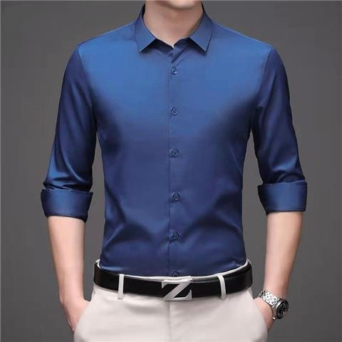 Áo sơ mi nam dài tay màu xám công sở thời trang Áo sơ mi công sở màu trắng thông thường