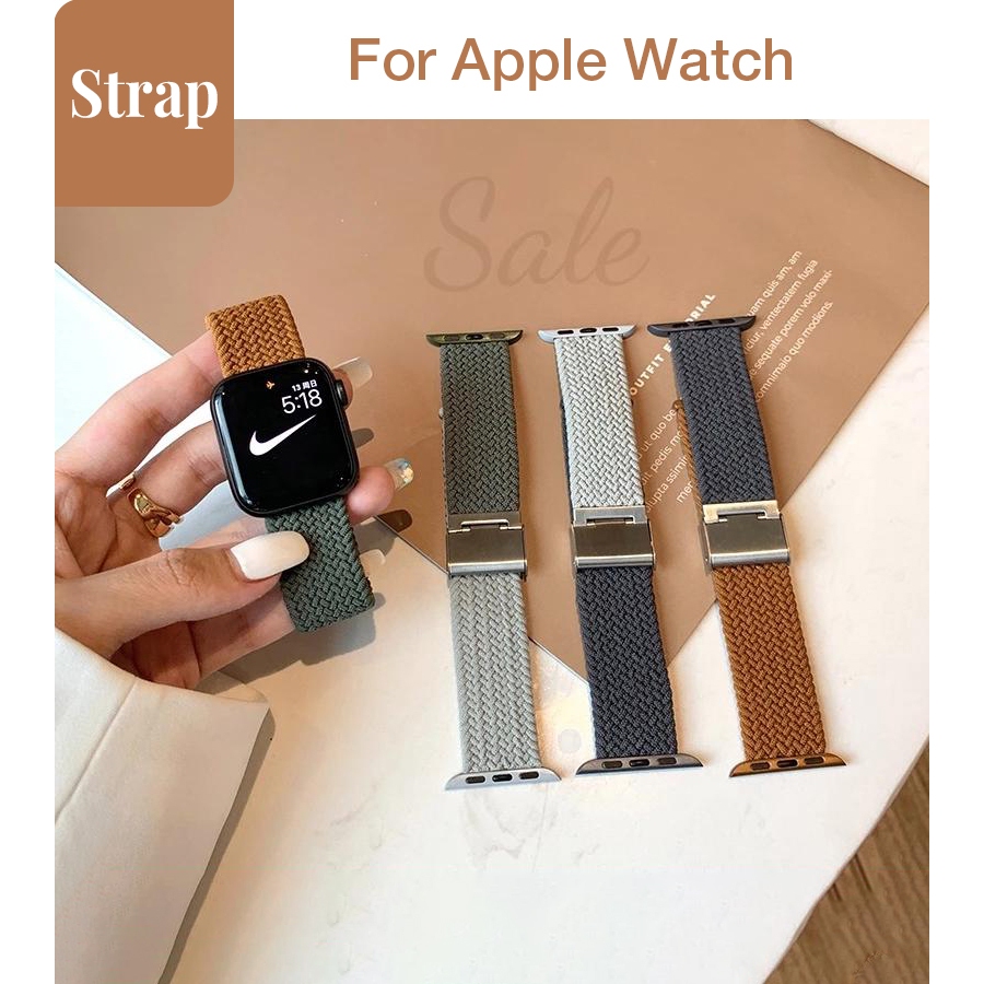 Dây đeo Nylon co giãn hai màu dành cho nữ Thích hợp cho Apple Watch S11 SE3 Ultra3 S10 S9 S8 SE S7 S6 Ultra 49mm 46mm 42mm 40mm 44mm 41mm 45mm Dây đeo cổ tay