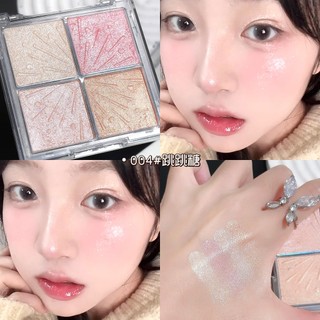 Palette Phấn Highlighter 4 Màu FAMOTY- Ngọc Trai Lấp Lánh Flash Phong Cách Hàn Quốc Đào Tông Màu Hồng Làm Sáng Tự Nhiên Đường Viền Mặt