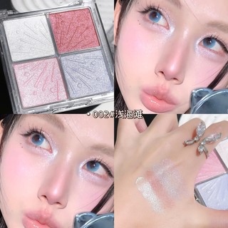 Palette Phấn Highlighter 4 Màu FAMOTY- Ngọc Trai Lấp Lánh Flash Phong Cách Hàn Quốc Đào Tông Màu Hồng Làm Sáng Tự Nhiên Đường Viền Mặt