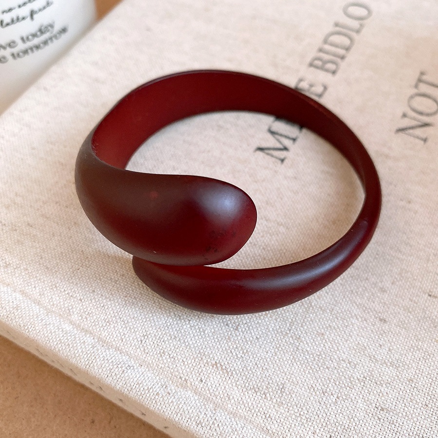 Bộ vòng tay mở không đều màu burgundy độc đáo, phụ kiện thời trang retro dành cho nữ