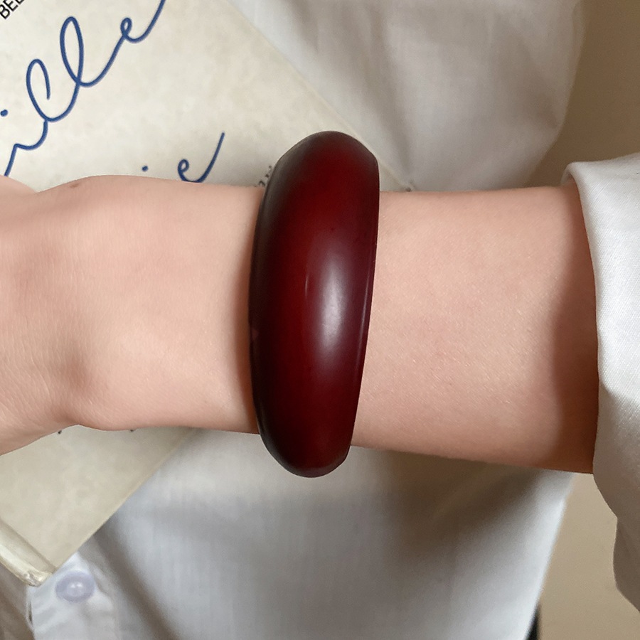 Bộ vòng tay mở không đều màu burgundy độc đáo, phụ kiện thời trang retro dành cho nữ