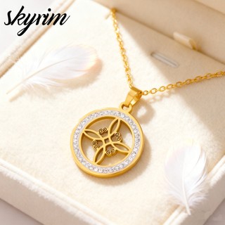 Skyrim Vòng Cổ Nữ Chấm Kim Cương Phù Thủy Nút Thắt Mặt Dây Chuyền Titan Thép Không Gỉ Trang Sức Thời Trang