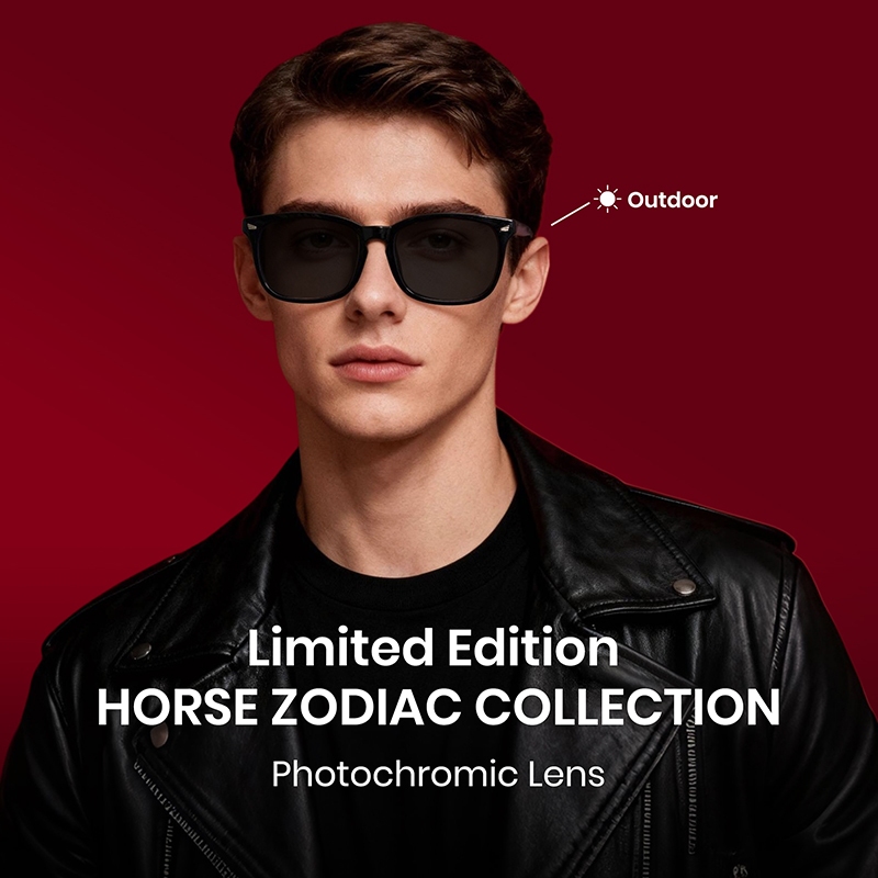 Cyxus Kính 2 trong 1 Chống Ánh Sáng Xanh Đổi Màu Gọng Vuông 8382-Horse Zodiac Edition