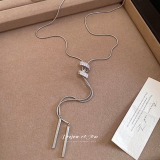 DREJEW Vòng cổ zircon hình chữ Y, thiết kế tối giản, phù hợp trang phục hàng ngày