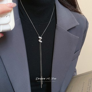 DREJEW Vòng cổ zircon hình chữ Y, thiết kế tối giản, phù hợp trang phục hàng ngày