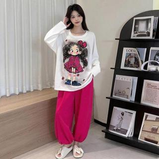 【Bông 100% + Cúp ngực】Bộ đồ ngủ mùa xuân thu tay dài quần dài – Chất bông mềm mại, ấm áp nhưng thoáng mát – Phong cách ngọt ngào, thời trang – Đồ mặc nhà cho nữ sinh siêu xinh