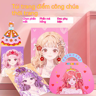 Miếng Dán Sách Giấy Búp Bê Dán Sách Trang Điểm Mặt Bé Gái Trang Điểm Dán Trẻ Em Túi Trang Điểm