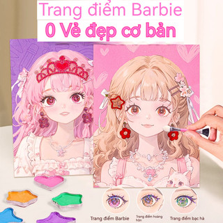 Miếng Dán Sách Giấy Búp Bê Dán Sách Trang Điểm Mặt Bé Gái Trang Điểm Dán Trẻ Em Túi Trang Điểm