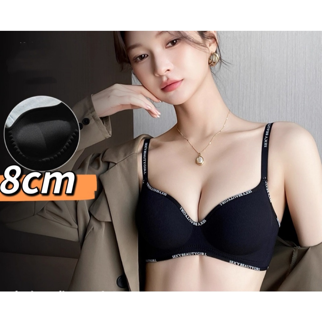 Áo ngực không gọng độn dày 8cm - Họa hình nâng đỡ quyến rũ, kiểu cổ sâu V-line (Hàng mới Thu Đông)