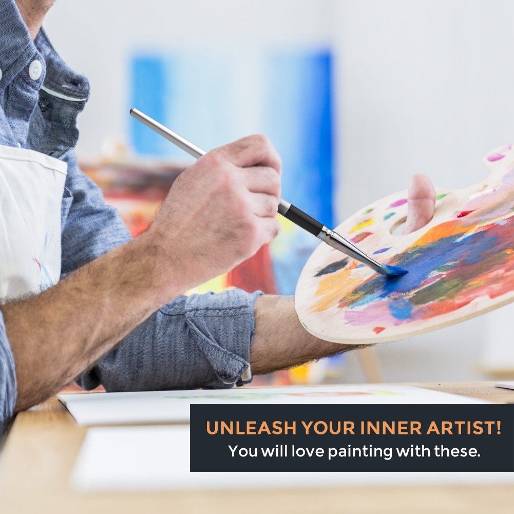 Nicpro 12 Chiếc Acrylic Cọ Sơn Bộ, Bộ Cọ Sơn Nghệ Sĩ Cho Màu Nước Sơn Dầu Gouache Tranh Gốm Mặt Body Giày Mô Hình Thủ Công, Kid & Adult Art Paint Brushes