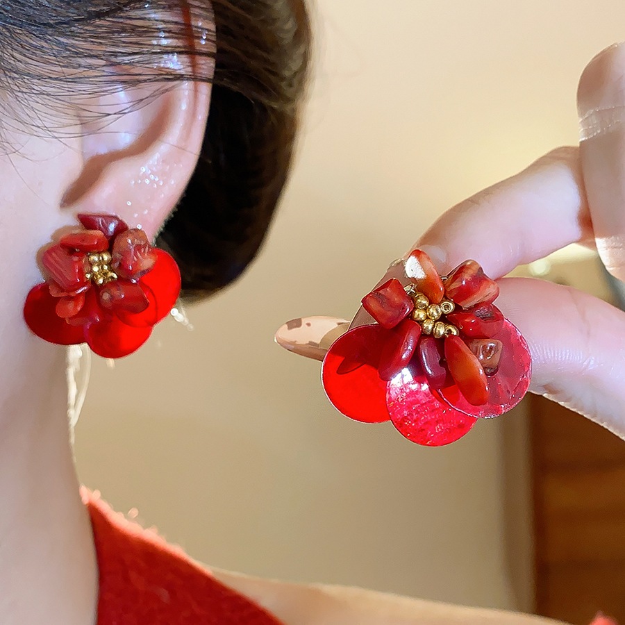 Bông Tai Hoa Nhiều Màu Vàng Accent Vintage - JewBeauty