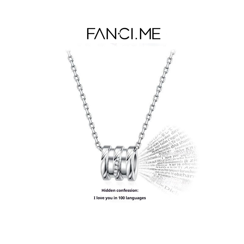 FANCIME "Say I Love You" bằng 100 ngôn ngữ Vòng cổ Trang sức sáng tạo Quà tặng cho bạn gái Quà tặng năm mới Giáng sinh 520 Gifts