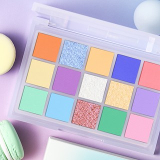 Bảng phấn mắt đầy màu sắc UCANBE-15 màu sắc Mờ rực rỡ, lấp lánh lung linh & lấp lánh Duochrome Hoàn thiện sắc tố cao, có thể pha trộn, lâu trôi Pastel Rainbow Eye Makeup Pallet