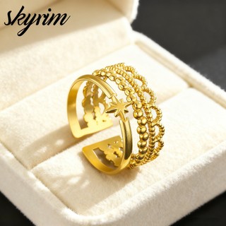 Skyrim Nhẫn Nữ Chiên Bột Xoắn Thiết Kế Họa Tiết Mở Có Thể Điều Chỉnh Trang Sức Thời Trang