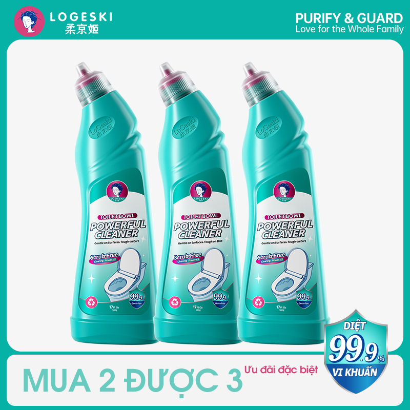 Nước tẩy bồn cầu Logeski Tẩy sạch vết bẩn cứng đầu, khử mùi, diệt khuẩn 99.9%, không cần chà rửa