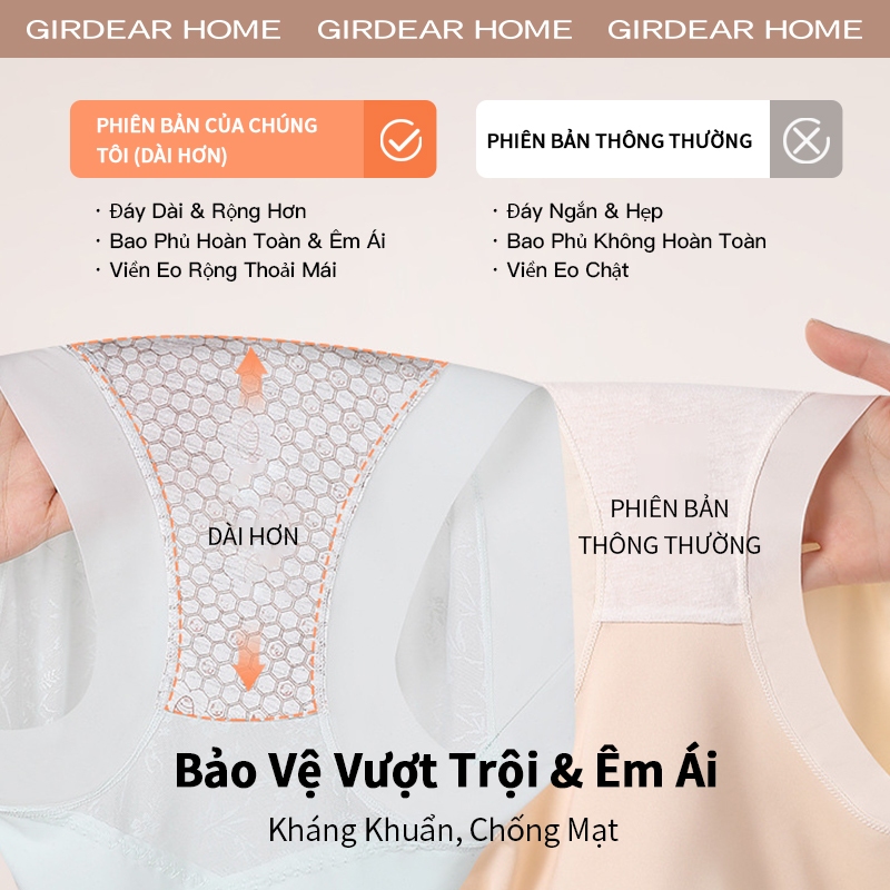 Girderear Home 3Pcs quần lót nữ tàng hình Chiếc Cao Cấp Kiểm Soát Bụng Vô Hình Ice Silk Quần Đùi Nữ Quần Lót Siêu Mỏng Plus Kích Thước Thoáng Khí Nâng Mông Shaper Quần Lót, GH06