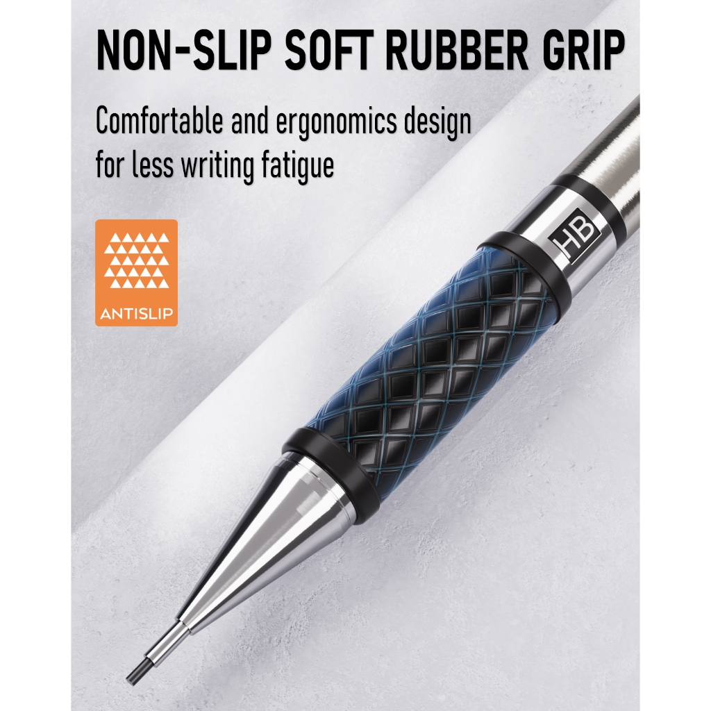 Nicpro 3 CÁI 0,9 mm Bộ bút chì cơ khí kim loại nghệ thuật trong hộp đựng, bút chì HB với 6 ống nạp chì HB, 3 tẩy để viết, vẽ, phác thảo nghệ sĩ