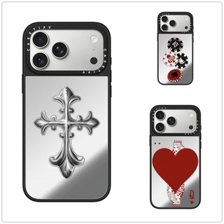 Không Dây Từ Tính Cho iPhone 17 16 15 14 13 Pro Max Plus Trái Tim Nữ Hoàng Kim Loại Ruy Băng Cạnh Đen Gương Mặt Sau Ốp điện thoại Nổi Logo