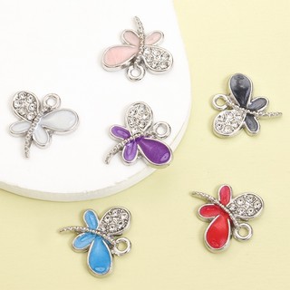 10 chiếc Tinh dầu nhỏ giọt 6 màu rực rỡ với kim cương giả, Mặt dây chuyền hợp kim tạo kiểu côn trùng dễ thương cho bông tai vòng cổ thời trang DIY Vòng đeo tay Móc khóa mắt cá chân và đồ thủ công sáng tạo