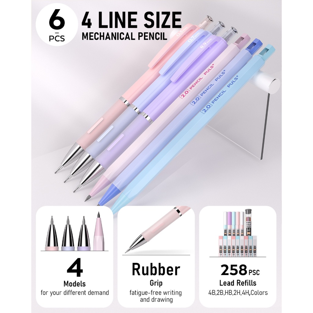 Bộ đồ dùng học tập thẩm mỹ Nicpro 50 CÁI kèm hộp đựng bút, 6 chiếc bút chì cơ 0,5mm & 0,7 mm & 0,9mm, 5 chiếc bút Gel, 12 màu highlighters, dùng để viết và soạn thảo