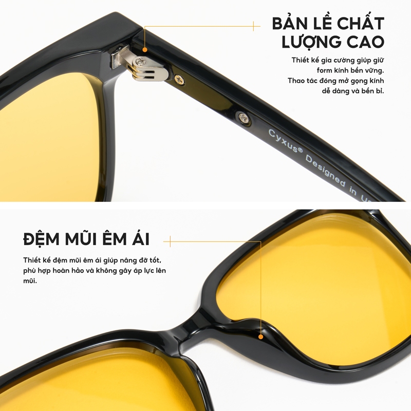 Cyxus Kính Lái Xe Ban Đêm Và Phân Cực Chống Chói UV400 Gọng TR90 Thể Thao Bảo Vệ Mắt Toàn Diện 1711V