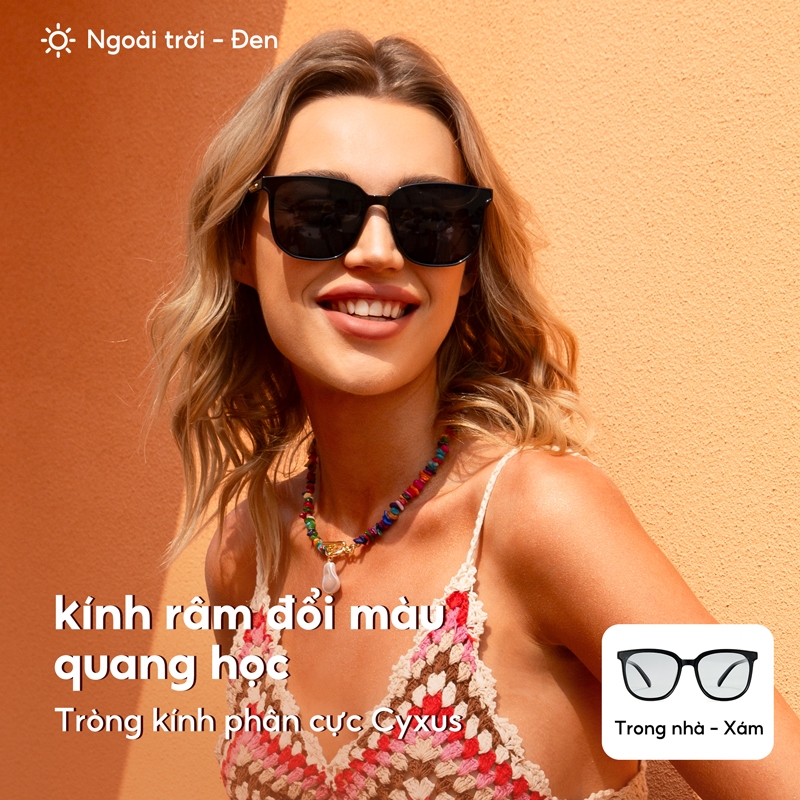 Cyxus Kính râm phân cực/Kính râm đổi màu/Kính râm thời trang chống tia UV/Gọng vuông TR90, unisex, phù hợp cho bãi biển, lái xe và các dịp thời trang. 1711I
