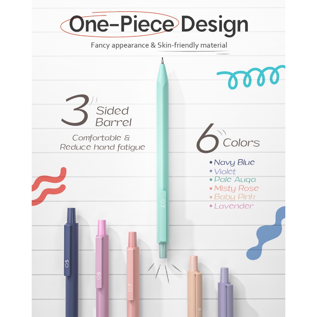 Bộ bút chì cơ khí Nicpro 6 CÁI có hộp đựng, bút chì soạn thảo dễ thương 0,5 mm & 0,7 mm & 0,9 mm với 6 ống nạp chì HB, tẩy, tẩy tẩy, đồ dùng học tập thẩm mỹ