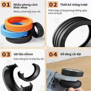 Miếng Bọc Bánh Xe Vali Silicon 8 Món – Giảm Tiếng Ồn, Phù Hợp Hầu Hết Loại Vali