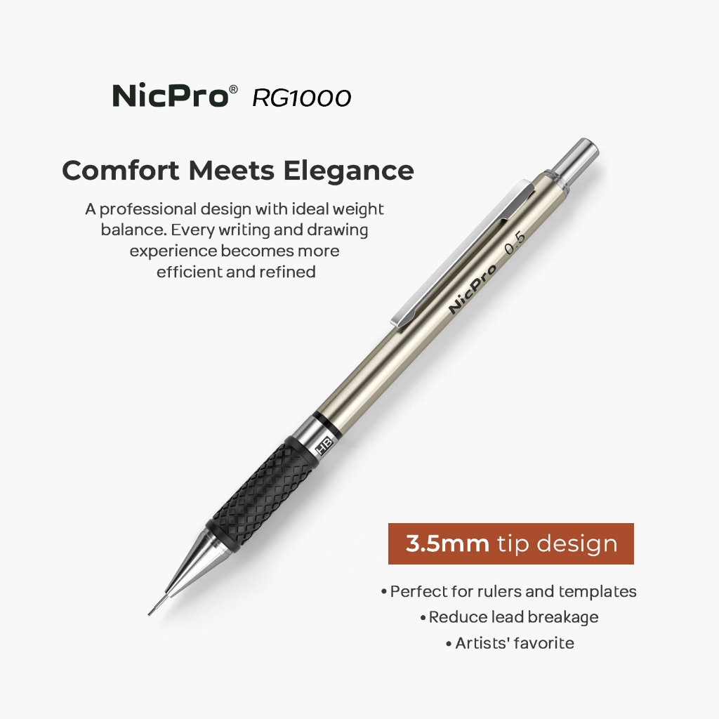 Nicpro 3 Bút Chì Cơ Nghệ Thuật 0.5 mm Bộ Trong Hộp Bảo Quản, Bút Chì Soạn Thảo Với 6 Ống HB Nạp Chì, 3 Tẩy, 1 Tẩy Nạp Ống Cho Nghệ Sĩ Viết, Vẽ, Phác Thảo