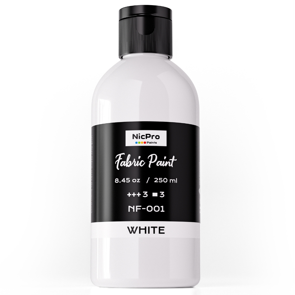 Sơn vải đen Nicpro cho đồ nội thất, 8,45 oz (250 ml) Sơn vải cho quần áo Vĩnh viễn, Sắc tố mềm mại Sơn dệt không độc hại cho vải DIY Crafts Áo thun Giày Jeans