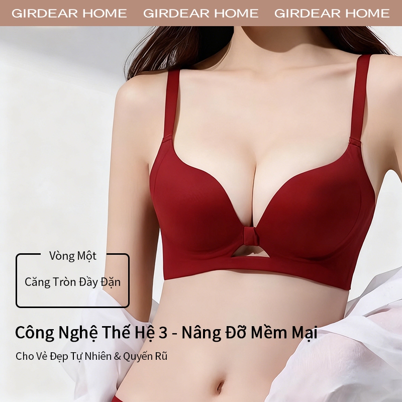Girderear Home 2 Chiếc sexy không viền Áo Ngực Đẩy Lên Liền Mạch Có Thể Điều Chỉnh Nâng Quần Lót Nhỏ Ngực Tập Hợp Gợi Cảm Thoáng Khí Không Dây Thoải Mái Đồ Lót,GH08