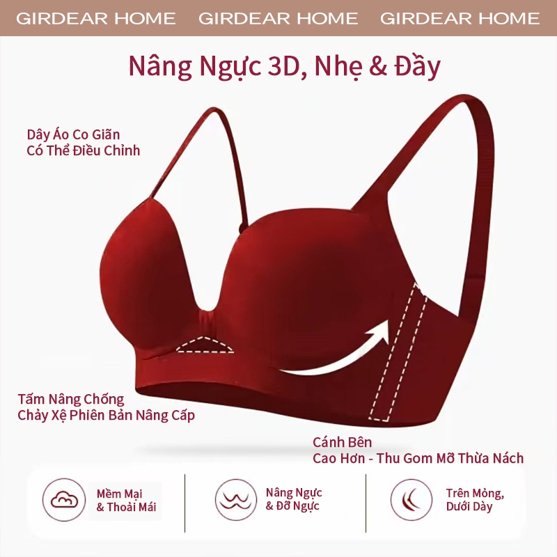 Girderear Home 2 Chiếc sexy không viền Áo Ngực Đẩy Lên Liền Mạch Có Thể Điều Chỉnh Nâng Quần Lót Nhỏ Ngực Tập Hợp Gợi Cảm Thoáng Khí Không Dây Thoải Mái Đồ Lót,GH08