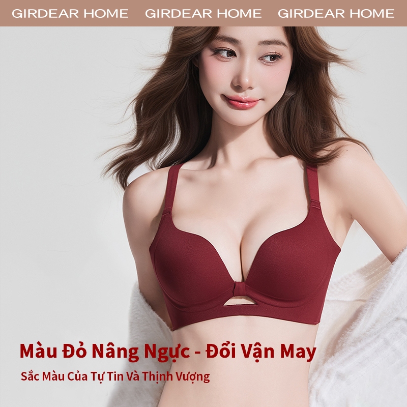Girderear Home 2 Chiếc sexy không viền Áo Ngực Đẩy Lên Liền Mạch Có Thể Điều Chỉnh Nâng Quần Lót Nhỏ Ngực Tập Hợp Gợi Cảm Thoáng Khí Không Dây Thoải Mái Đồ Lót,GH08