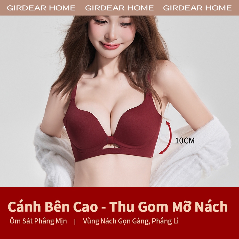 Girderear Home 2 Chiếc sexy không viền Áo Ngực Đẩy Lên Liền Mạch Có Thể Điều Chỉnh Nâng Quần Lót Nhỏ Ngực Tập Hợp Gợi Cảm Thoáng Khí Không Dây Thoải Mái Đồ Lót,GH08