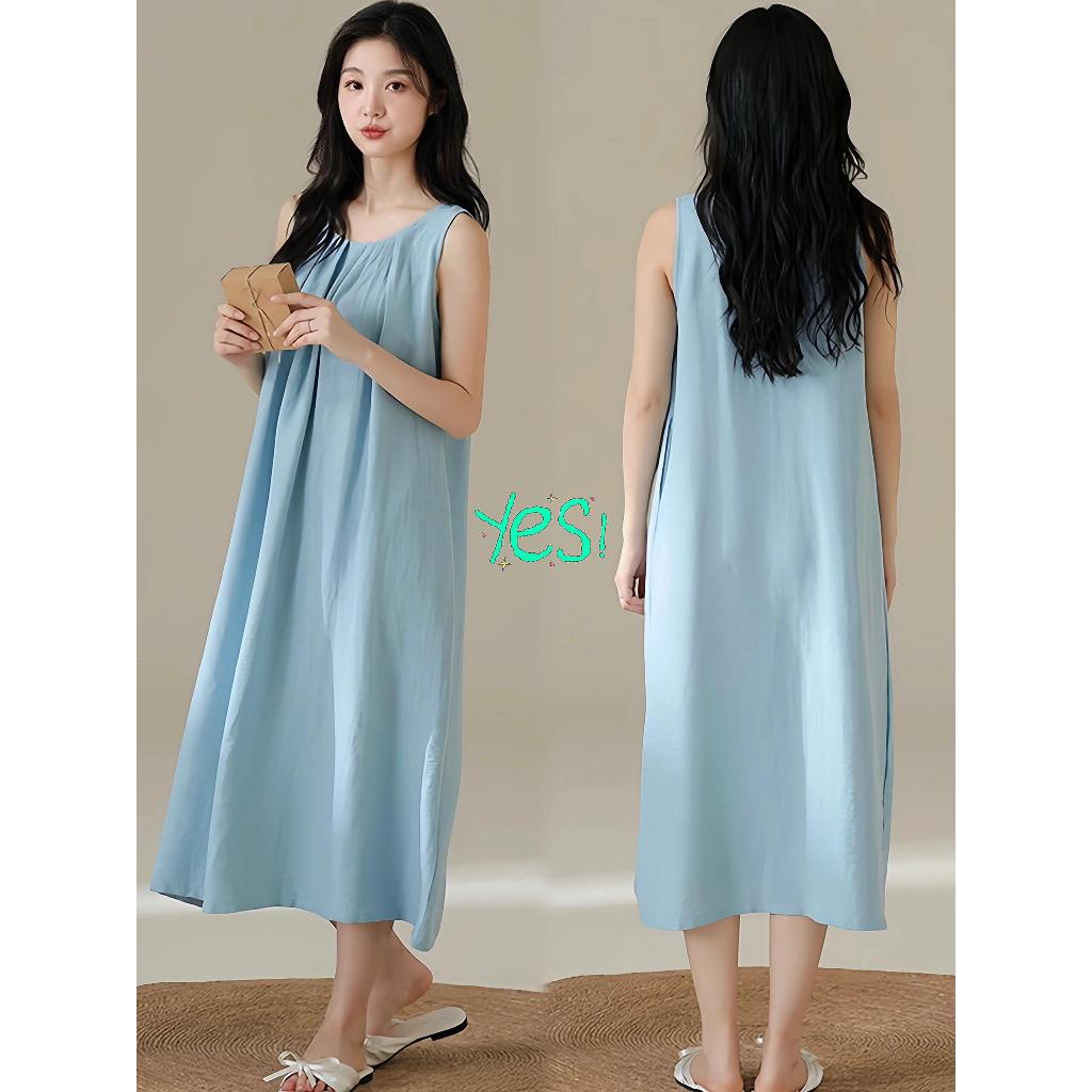 【Có độn ngực】Đầm ngủ nữ mới xuân hè 2026: Dáng không tay đơn giản thanh lịch, chất cotton mềm mại thoáng mát, thiết kế rộng rãi thoải mái【mặc nhà hay đi chơi đều đẹp】
