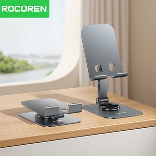 Giá đỡ điện thoại Rocoren 360° Giá đỡ điện thoại để bàn xoay có thể gập lại bằng kim loại có thể gập lại Hỗ trợ giá đỡ đa năng cho máy tính bảng điện thoại