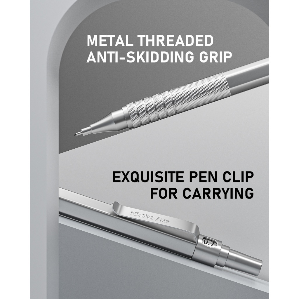 Bộ bút chì cơ khí kim loại Nicpro 22 CÁI, bút chì soạn thảo nghệ thuật 0,5, 0,7, 0,9 mm & 2 CÁI Bút chì vẽ cơ khí 2 mm với 356 chiếc chì (4B 2B HB 2H màu) để vẽ Wr