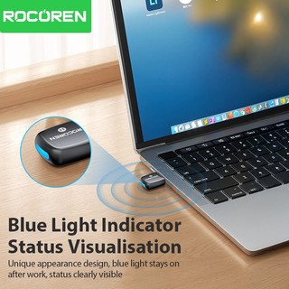 Bộ chuyển đổi Bluetooth USB Rocoren 6.0 5.4 Dongle cho PC Windows 11 10 8.1 Bộ thu và phát Bluetooth cho chuột bàn phím