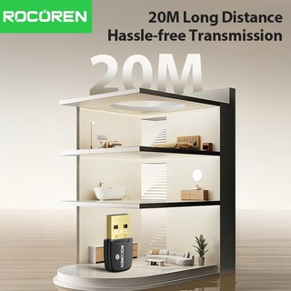 Bộ chuyển đổi Bluetooth USB Rocoren 6.0 5.4 Dongle cho PC Windows 11 10 8.1 Bộ thu và phát Bluetooth cho chuột bàn phím