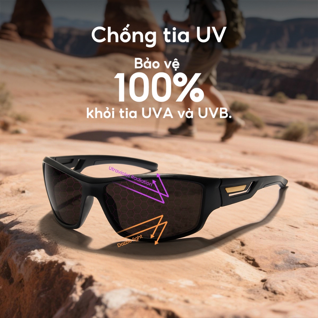 Cyxus Kính Phân Cực Thể Thao TR90 Gọng Chữ Nhật Unisex Chống Tia UV Chuyên Dụng Đạp Xe Chạy Bộ Câu Cá Golf Lái Xe 1070