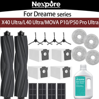 Bộ thay thế Dreame X40 Ultra / Bot X40 / X40 Pro / MOVA P10 / P50 Pro Ultra – Bàn chải chính, Bộ lọc HEPA, Vải lau nhà & Túi đựng bụi