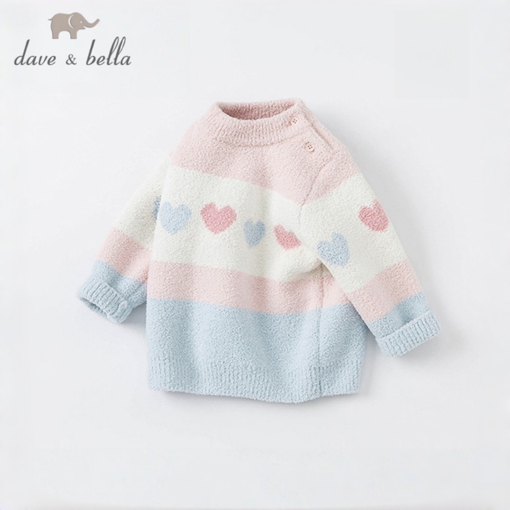 Dave Bella 6M-9Y  áo sweater len cổ tròn cho bé gái xinh áo ấm dài tay mùa đông thời trang DBZ19832