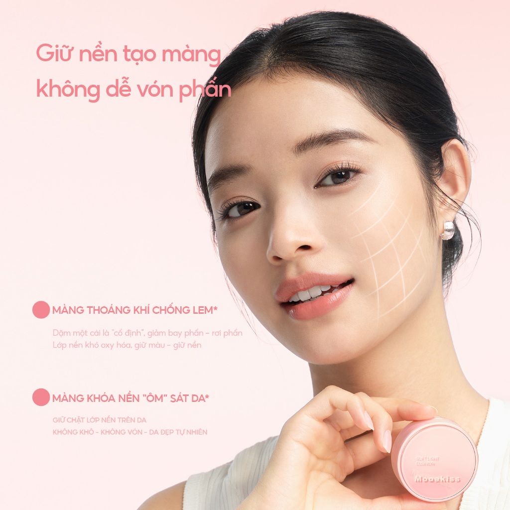 Kem nền Moekiss có khả năng kiểm soát dầu lâu trôi và không bị lem dành cho da dầu