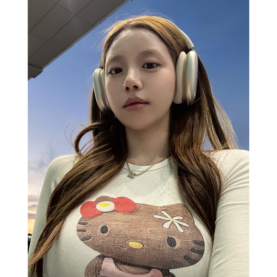 【BANKO】Áo Hoodie Phong Cách Hàn Quốc Mùa Thu Đông, Họa Tiết Kitty, Thiết Kế Cổ Tròn Tay Dài Màu Trắng