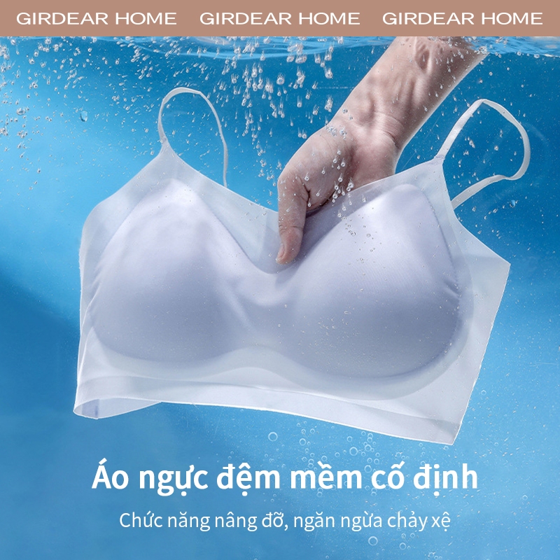 Girdear Home Ice Silk Liền Mạch Áo Ngực Lưới Cố Định Lên Cốc Nữ Không Dây Plus Kích Thước Thoáng Khí Mỏng Push Up Áo Ngực Không Dây Thoải Mái Đồ Lót, GH11